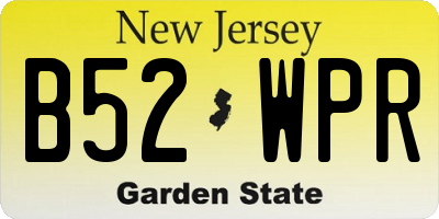 NJ license plate B52WPR