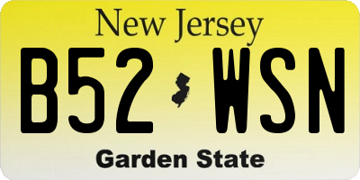 NJ license plate B52WSN