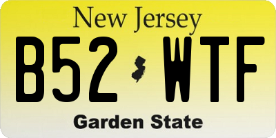 NJ license plate B52WTF