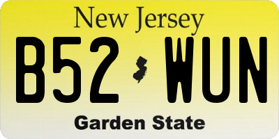 NJ license plate B52WUN