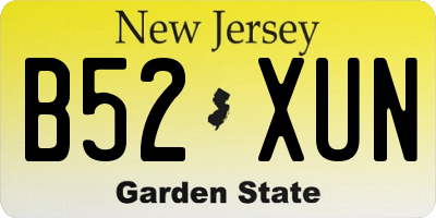 NJ license plate B52XUN