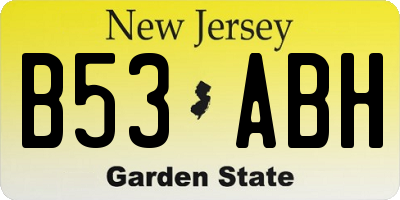 NJ license plate B53ABH