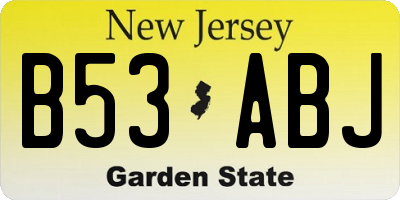 NJ license plate B53ABJ