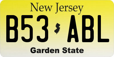 NJ license plate B53ABL