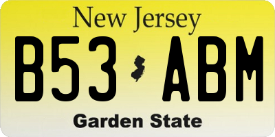 NJ license plate B53ABM