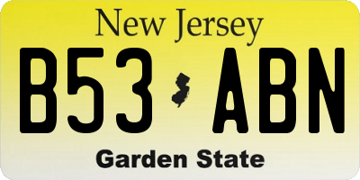 NJ license plate B53ABN