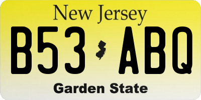 NJ license plate B53ABQ