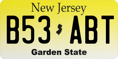 NJ license plate B53ABT