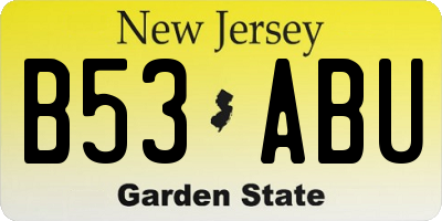 NJ license plate B53ABU
