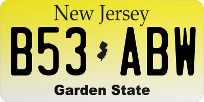 NJ license plate B53ABW