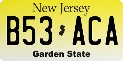 NJ license plate B53ACA