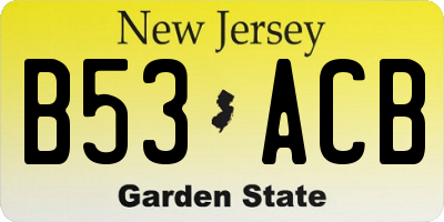 NJ license plate B53ACB