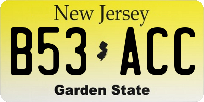NJ license plate B53ACC