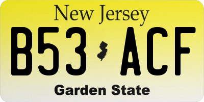 NJ license plate B53ACF