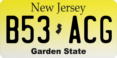 NJ license plate B53ACG