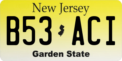 NJ license plate B53ACI