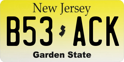 NJ license plate B53ACK