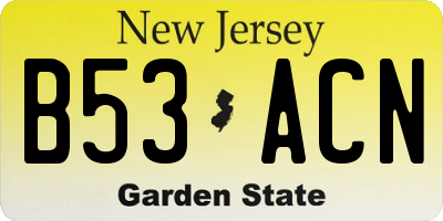 NJ license plate B53ACN