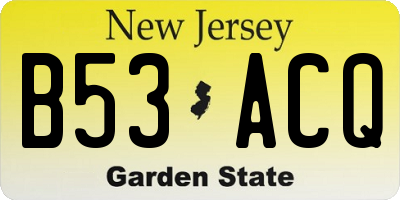 NJ license plate B53ACQ