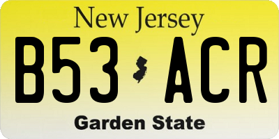 NJ license plate B53ACR