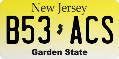 NJ license plate B53ACS