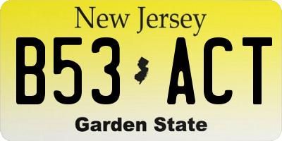 NJ license plate B53ACT