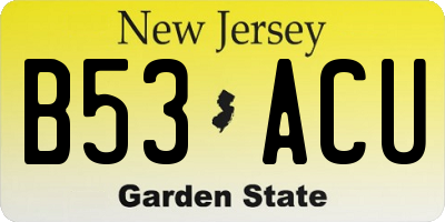 NJ license plate B53ACU