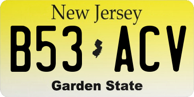 NJ license plate B53ACV