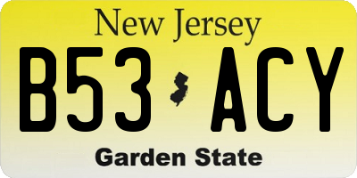 NJ license plate B53ACY