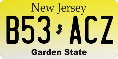 NJ license plate B53ACZ