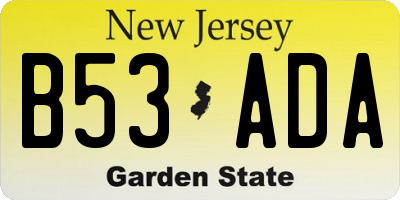 NJ license plate B53ADA