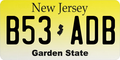 NJ license plate B53ADB