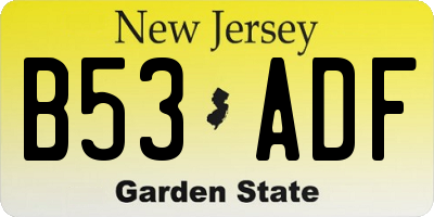 NJ license plate B53ADF