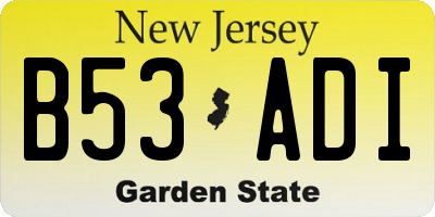 NJ license plate B53ADI