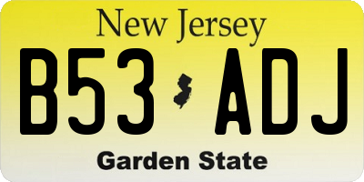 NJ license plate B53ADJ