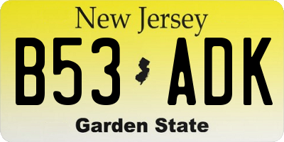 NJ license plate B53ADK