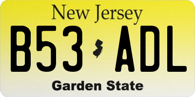 NJ license plate B53ADL