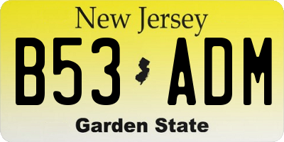 NJ license plate B53ADM