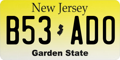 NJ license plate B53ADO