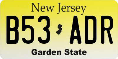 NJ license plate B53ADR