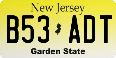 NJ license plate B53ADT