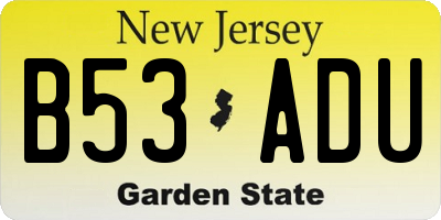 NJ license plate B53ADU