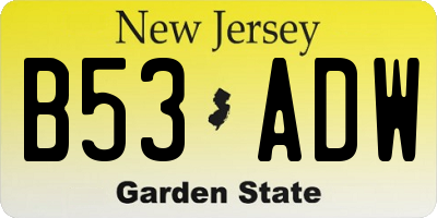 NJ license plate B53ADW