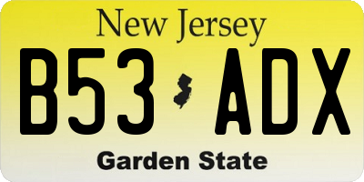 NJ license plate B53ADX