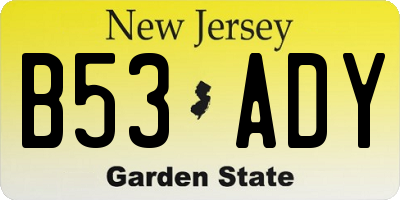 NJ license plate B53ADY