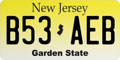 NJ license plate B53AEB