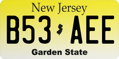 NJ license plate B53AEE