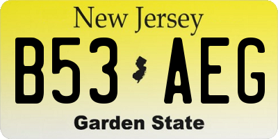 NJ license plate B53AEG
