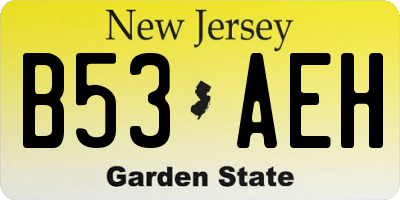 NJ license plate B53AEH