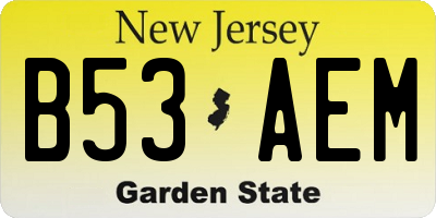 NJ license plate B53AEM